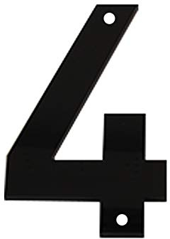 House Number Sign 6 Inch (15 cm) Large Modern Acrylic Plastic Door Numbers, Thick Signage Plaque Self-adhesive & Screws Street Home Address Number Mailbox Numbers, Black [Number 4]