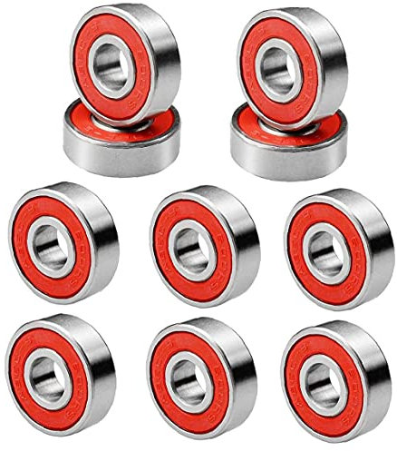 NIDONE Skateboardlager doppelt abgeschirmte Kugellager 608rs- Abec-7 Ersatzteile rot 10 stücke