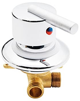 Mitigeur Douche Laiton Chromé à Sortie 1 Voie Connecteur G1/2 Vanne Mélangeuse D'eau Froide Chaude Filetage Vis/Intubation Salle Douche Robinet, Cartouche Céramique Double Commande (Filetage vis)