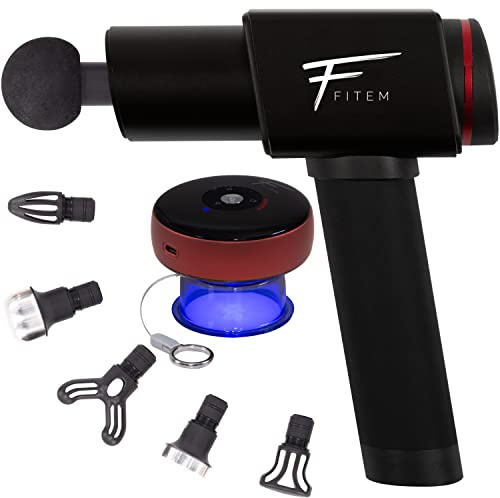 Fitem Combo Massage Gun und Massage-Saugnäpfe – lindert Muskelschmerzen Rücken, Beine, Waden, Schultern, Arme (Gun + Saugnapf)