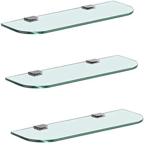 Badezimmer-Glasregal 3 Sätze Badezimmer-Glasregal, Duschablage, Wandmontage, rechteckig, gehärtetes Glas, Badezimmer-Aufbewahrungs-Organisator-Regal mit Halterung aus Edelstahl 304 (Style3, 50 cm)