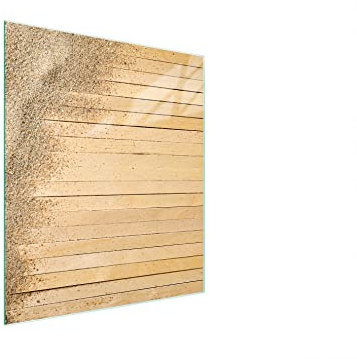DarHaus Herdabdeckplatte einteilig 45x52 cm Ceranfeld Abdeckung Glas Spritzschutz Abdeckplatte Glasplatte Herd Ceranfeldabdeckung Deko, Sand Holz
