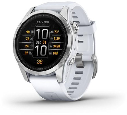 Garmin epix PRO Gen 2 GPS 42mm Premium Smartwatch, AMOLED Touchscreen, Multisport, Advanced Health & Training Features, Built-in Flashlight, Adventure Watch with up to 10 days battery life, White