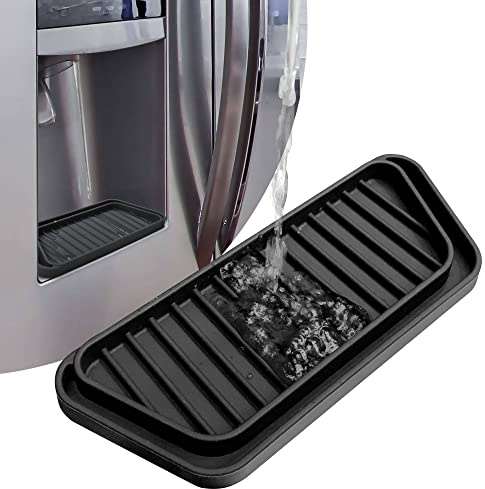 KindGa Refrigerator Drip Tray Catcher - Refrigerator Water drip Tray Black | Protector ice water dispenser pan, fridge spills water pad; fridge drip catcher, refrigerator water dispenser mat rectangular