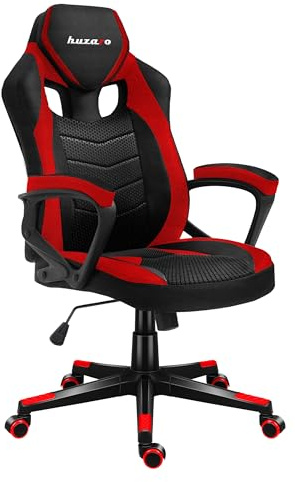 huzaro Force 2.5 Ergonomischer Bürostuhl, Gaming Stuhl, Computerstuhl | PC Chair Zocker Gamer - Höhenverstellbar drehbar mit Wippfunktion - bis 140 kg - Stoff - Rot