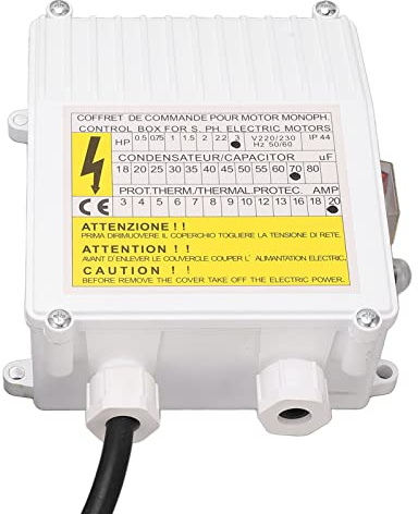 Garosa 2200 W Tiefbrunnenpumpen-Steuerkasten, 2,2 KW, 3,0 PS, 70 Uf, 20 A, Haushalts-Tauchschalter-Controller, Externer Steuerkasten, Zubehör für Hauswasserpumpen (EU-Stecker 220 V)