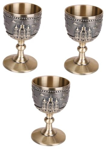 UPKOCH Lot De 3 Verres À Liqueur En Cuivre Style Gobelet Motif Sculpté Pour Vin Et Liqueur