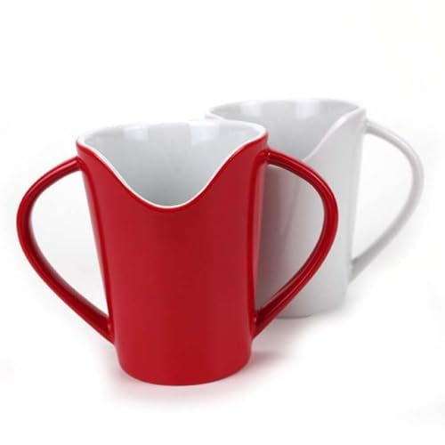 unisonoPLUS Verre nasal en porcelaine, aide à boire, 2 anses, fonction auxiliaire, aide à boire, tasse pour personnes âgées, qualité gastronomique (robuste et intemporel) (blanc)