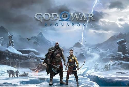 empireposter God of War - Key Art - Game Videospiel Poster Plakat Druck - Größe 91,5x61 cm + 2 St Posterleisten Alu 93,5 cm