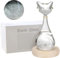 Tuzsocr Storm Glass Weather Forecaster,Liquid Barometer Cat Shape Bottle,Weather Station with Wooden Base,Decorative Bottles for Home Office Living Room,Funy Gift for Women Lady Birthday (Transparent)