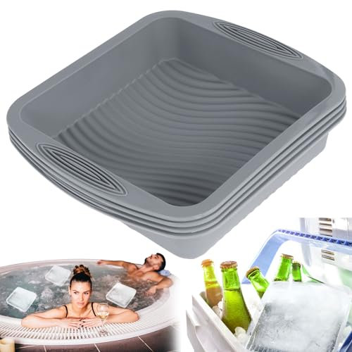 4pcs Large Ice Cube Moulds, Silicone Giant Ice Cube Tray for Freezer, Easy Release Big Ice Block Maker Mold, Non-Slip Reusable Ice Cube Mold, 26 x 24 x 5.4 cm Ice Bath Chiller for Freezer Ice Bath