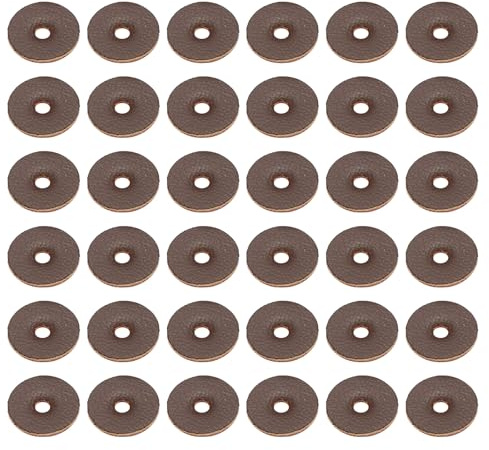 PATIKIL 10 mm läderbrickor, 100 st. läderhandtagsbrickor läder avståndshållare 1,5 mm tjock rund för knivhandtag hammare yxa plånbok bricka gör-det-själv hantverk, brun