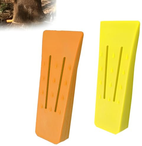 2 Pièces Coin Dabattage Plastique, Arbre Abattage, D'Arbres Coin, pour Enregistrement Falling de Coupe Fendre Tronçonneuse(Couleur Orange, Jaune)