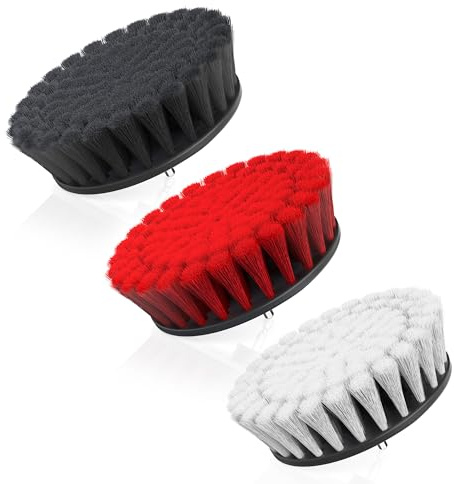 Hoover Cleaning Brush Kit, White/Red/Black | 6 Soft, Medium and Hard Bristle Brushes Included, Whole Home Cleaning, Scrubber Brush Drill Attachment for Cleaning