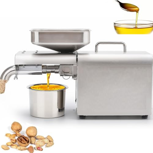 ylpddmm Accueil Presse à Huile,Presse à Huile de Noix Électrique en Acier Inoxydable,600W Moulin à Huile de Graines Professionnelle pour Cuisine Domestique Commercial