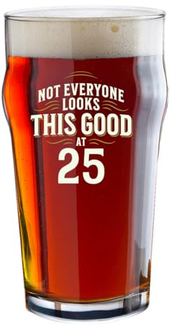 D Design Invent Print! 25th Birthday Beer Glass Gift Funny Printed Tankard Beer Mug for Men Women Age 25 Year Old Gift Idea Keepsake Happy Birthday - 570ml