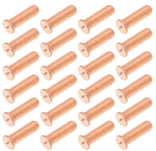 YINETTECH 200 tornillos de soldadura de cobre chapados en cobre M5 x 16 de acero al carbono chapado en cobre, tornillo de soldadura de punto de soldadura, perno de clavo o descarga de condensador