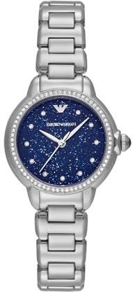 EMPORIO ARMANI Watch for Women, 32mm Silberton Quarz-Dreizeigerwerk und Edelstahlarmband