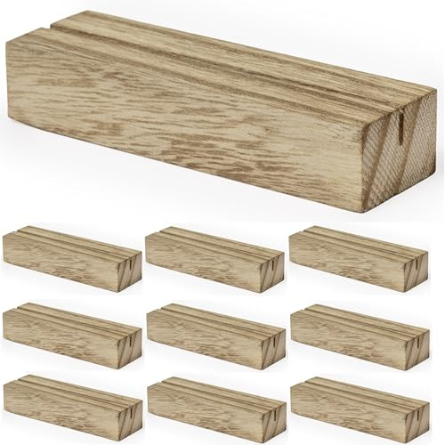 noTrash2003 10 Stück Kartenhalter Holz 10 x 3 x 2 cm Massivholz Tischkartenhalter Kartenhalter Menükartenhalter Postkartenhalter Fotohalter für Hochzeiten Partys Restaurant Event Bankett Holzständer