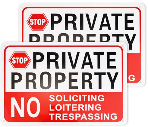 2pz Cartelli di Proprietà Privata Vietato Sollecitare Bighellonare Violare la Proprietà Privata, 25,6x17,9cm Targa Proprietà Privata per Interni Esterni Attività Commerciali Avviso Vialetto