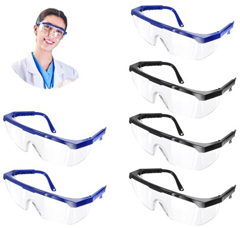 Amentalove 6 Pcs Safety Glasses, Safety Glasses for Work, Anti-Fog Clear Protective Goggles with Cleaning Cloth for Kids Adult, Eye Protection Glasses with Thicker PC Lenses for Lab Outdoor Activities