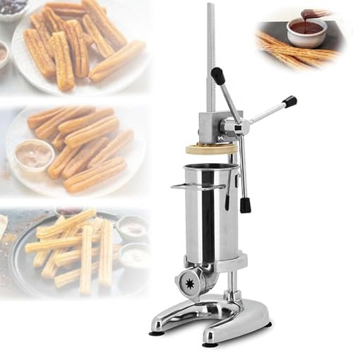 Churro Machine, Manual Chocolate Jam Cream Filling 5 Nozzles Stainless Steel Donut Dessert Maker - Snack Equipment for Restaurant Bakery