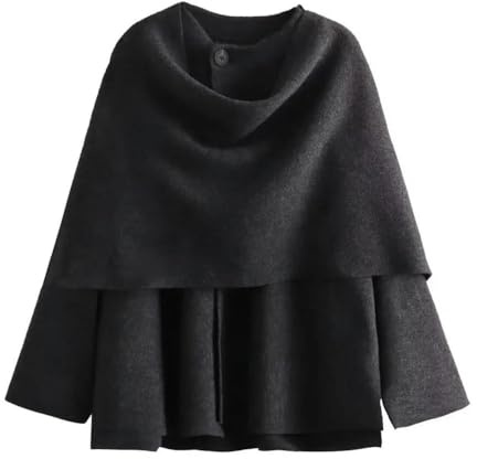 WPFDDP Manteau écharpe à Manches Longues pour Femme, Manteau irrégulier, Couleur Unie, Manteau Chaud pour Femme, Automne et Hiver, Bureau Quotidien