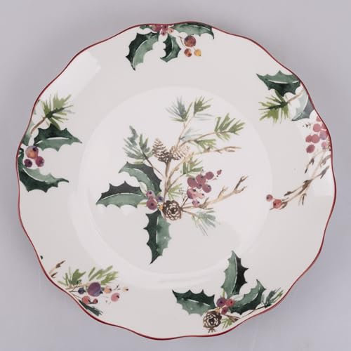 Villa d'Este Home Tivoli Lot de 6 assiettes à fruits en porcelaine, vintage Noël