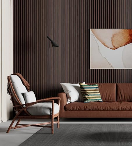 Acoustic Wood Slat Wall Panel 240cm x 60cm (Smoked Oak)