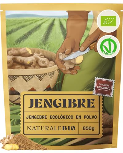 NaturaleBio Zenzero Bio in Polvere da Radice Macinata | 850 g. Radice di zenzero pura macinata per tè, smoothie, cucina, dolci e ricette calde.