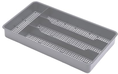 Dial Industries Small Utensil Silverware Kitchen Drawer Organizer, Grey | Keeps forks, spoons and flatware neatly separated, Compact fit for shallow drawers, Great for RVs, campers or everyday use