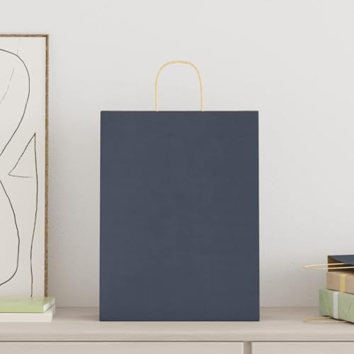 vidaXL Papiertragetaschen 250 Stk., Papiertüten mit Henkeln, Papiertüten, Geschenktüten für Einkaufen Hochzeiten Verpackungen Partys Geburtstag Weihnachten, Blau 32x12x42cm