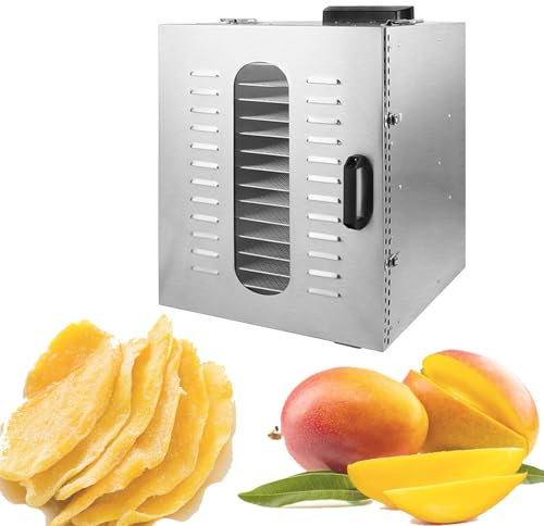 Grand DéShydrateur Alimentaire Commercial à 15 Plateaux, Machine De SéChage EntièRement En Acier Inoxydable De 1000 W, SéChoir à LéGumes NuméRique, TempéRature Jusqu'à 194 °F, Pour Viande,110V