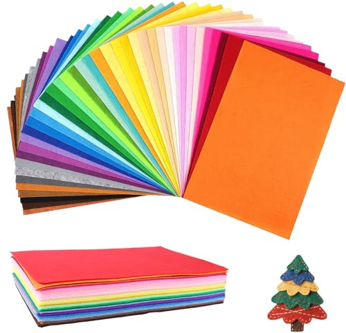 Bastelfilz 40 Farben Filzstoff Basteln, 20X30CM Filzplatten Filz, Polyester Felt Fabric Filzplatten für DIY Handwerk Nähen Projekte Patchwork Decoration
