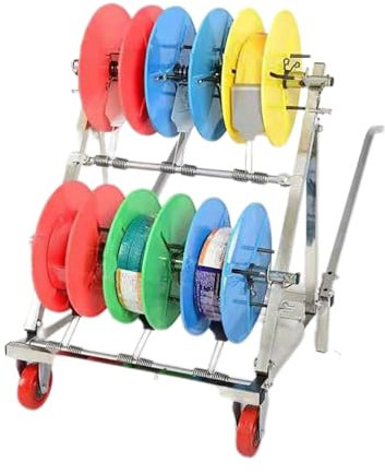 Wire Spool Rack,Rolling Reel Dispenser with Pulley,Portable Foldable Reel Storage Rack,Space Saving,for Electrical Industry Construction Site Use(Style 3)