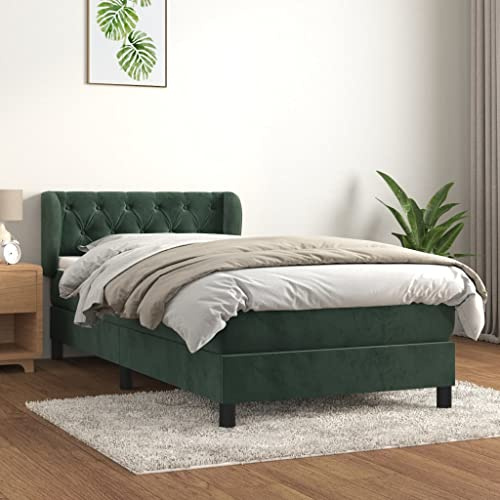 Brokky Boxspringbett mit Matratze Bett Mit Matratze Bett Mit Bettkasten Boxspringbetten Mit Matratze Dunkelgrün 80x200 cm Samt