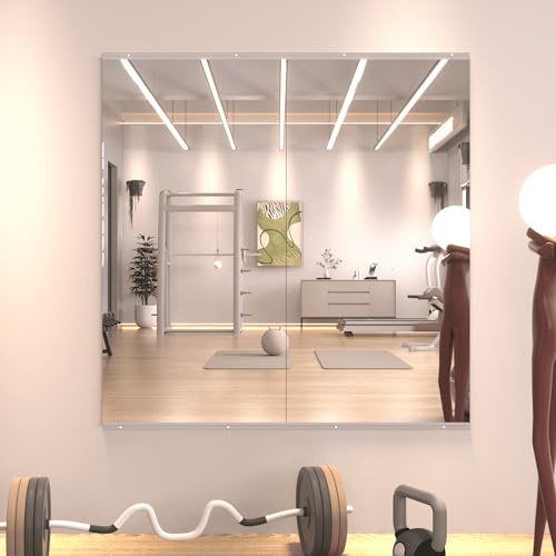 WEER Gym Mirrors for Home Gym, 120 x 60cm x 2PCS Frameless Large Wall Mirrors Tempered Glass Full Length Mirror for Yoga Garage Fitness Dance Exercise Bedroom