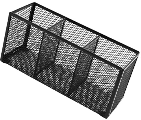 FUNOMOCYA Organisateur Bureau Métal Noir, Porte-Stylos Rangement Divisé | Support Bureau Simple et Élégant, Stockage pour Stylos, Accessoires de Travail