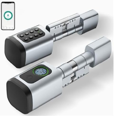 wowspeed Elektronisches Türschloss, 5-in-1 Smart Lock Türschloss, Fingerabdruck, Code, APP, Magnetkarten, Schlüssel, Für Türen mit einer Stärke von 60-90 mm, Keine Batterien im Lieferumfang enthalten