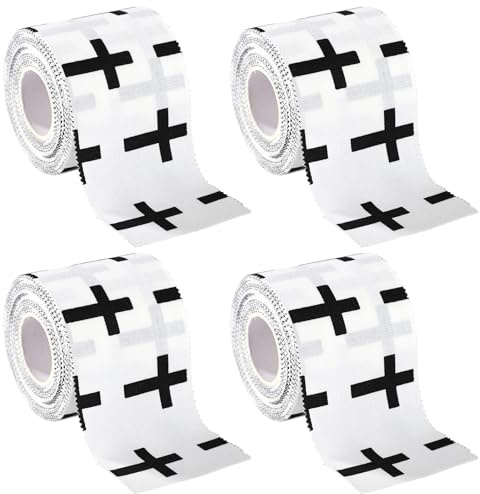 lasuroa 4 Pz Fasce da Polso a Croce, 5cm x 7m in Tessuto di Cotone Nastro Traspirante per Atleti Braccialetti Sportivi Religiosi per Baseball Calcio Ginnastica