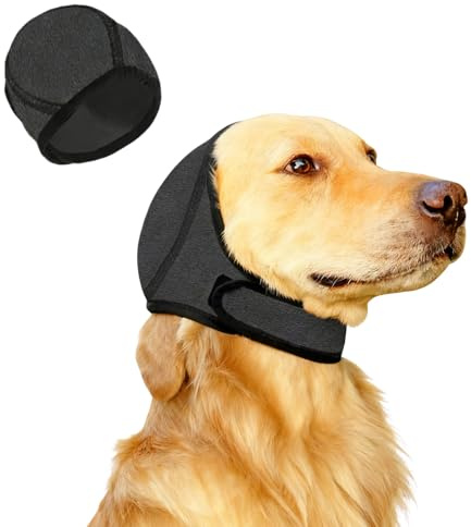 Dog Swim Ear Protectors, Waterproof Adjustable Pet Shower Wrap Noise Protection Comfortable Quiet Dogs Calming Hood Ear Head Wrap Cups Shower Cap Pet Supplies for Bath Grooming Thunder Fireworks (M)