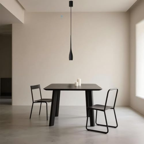AstrizLamp Lámpara Colgante Moderna LED, Negro Aluminio Cilíndrico Alta Transmisión Luminosa Acrílico Ajustable Altura 3 Temperaturas Color Minimalista Luz Suspendida para Comedor Dormitorio Cocina-D