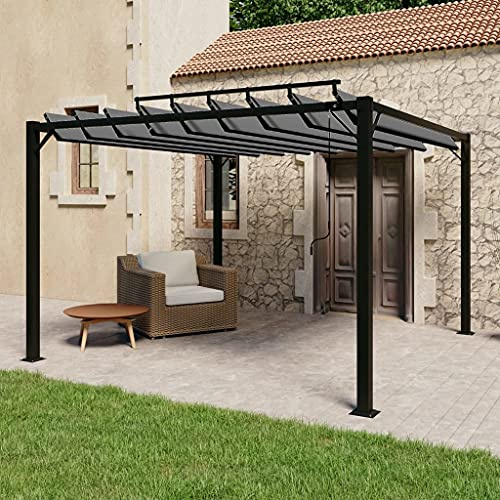 Pergola avec toit à lamelles 3 x 3 m anthracite, imperméable, cadre en aluminium, protection solaire réglable pour jardin, terrasse