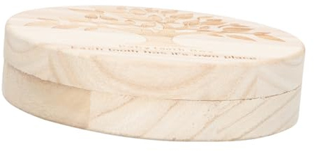 EPIGEIST Caja de Madera para Guardar Dientes de Leche y Cabello Fetal Organizador Pequeño Redondo para Recuerdos Infantiles Soporte Personalizado Nombre y Fecha de Nacimiento