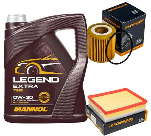 EISENFELS Inspektionspaket enthält 5 Liter Motoröl Legend Extra 0W-30 Ölfilter Luftfilter für Grandland X A18 1.5 Turbo D Combo Großraumlimousine X19