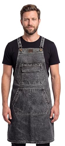 LEATHER VILLAGE Black Denim Chef Apron for Men & Women