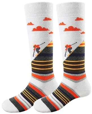 PADGCNOR Chaussette Ski 1 Paire De Chaussettes Sport for Enfants, d'hiver Épaisses Et Chaudes L'extérieur, Ski, Thermiques Garçons Filles Le Patinage À roulettes La Randonnée(Orange)