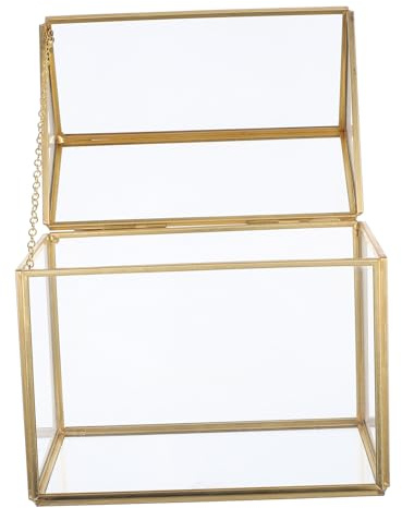 ifundom Terrario para Helechos y Suculentas con Estructura Geométrica Dorada, Vitrina de Vidrio en Forma de Casa Adecuado para Decoraciones DIY y Cumpleaños