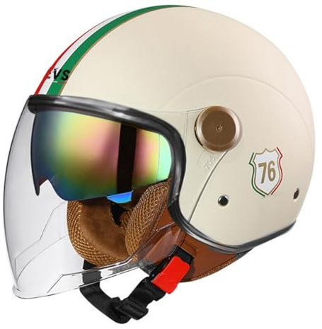 Caschi Moto Jet E Demi-Jet Casco Mezzo 3/4 Vintage ECEDOT Omologato Caschi Cromwell Con Visiera Uomini Donne Aperto Casco Retrò Moto Fodera Rimovibile Elmetto Scodella Y,XL:61-62CM