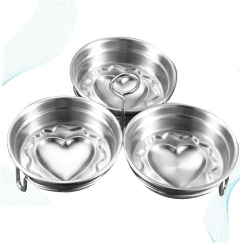 Hohopeti Set da 3 Stampi per Uova in Acciaio Inox 304 a Forma di Cuore, Utensile da Cucina per Colazione, Strumento Versatile per Cuocere Uova Sode, Budino e Gelatine, Adatto per Uso